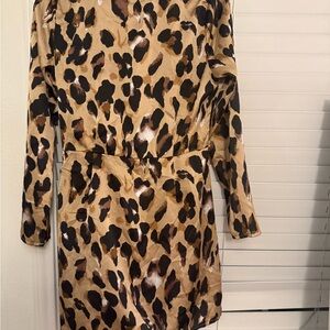 Leopard Print Long Sleeve Dress